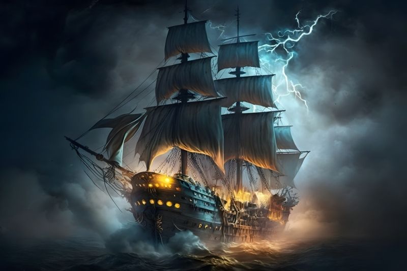 Illuminated ghost ship